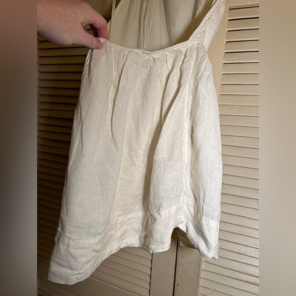 Free People Linen Blend Pinafore Mini Dress Tunic Backless Halter, size large - Picture 11 of 14